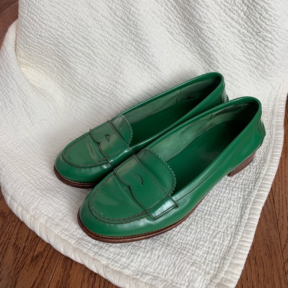 prada loafers green